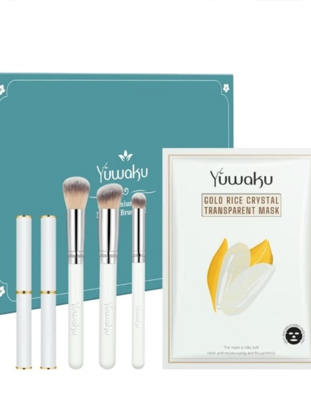 Yuwaka Makeup Brushes, Lipstick, Face Mask Set NEW SEALED - Picture 2 of 3